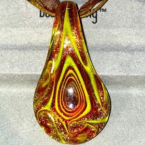 Unique Glass Pendant on Ribbon Necklace